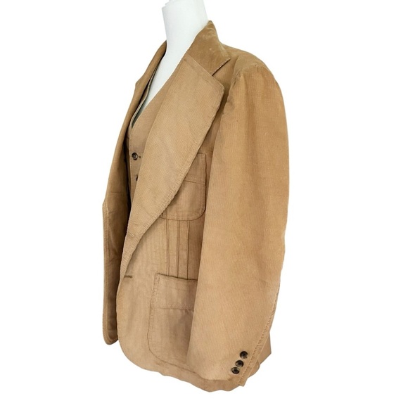 Vintage Levis Panatella Tan Corduroy 3 Piece Retro Suit 44” Chest 32” Waist - Picture 7 of 16